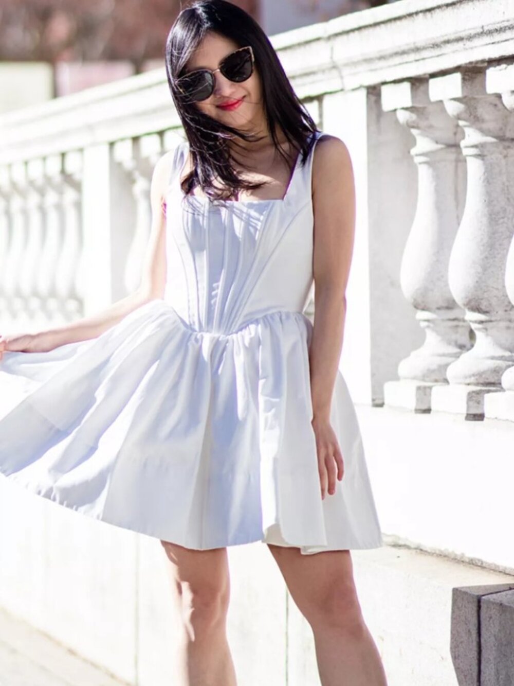 STAUD Landscape Corset Minidress White Square Neck Party Cocktail Size 2